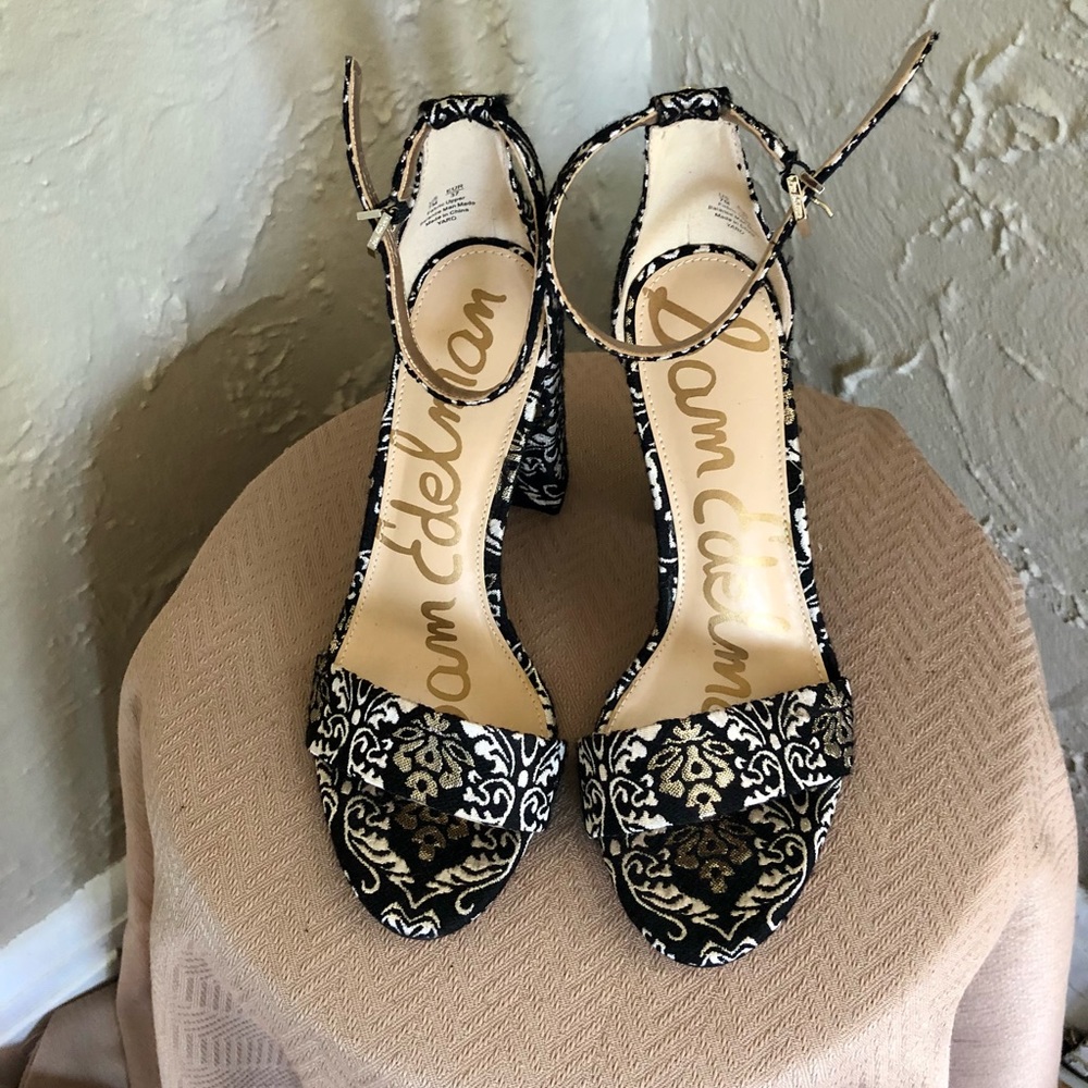 Sam Eldelman Black Brocade Sandals